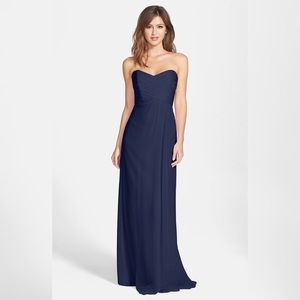 Amsale Strapless Crinkle Dress (French Blue)